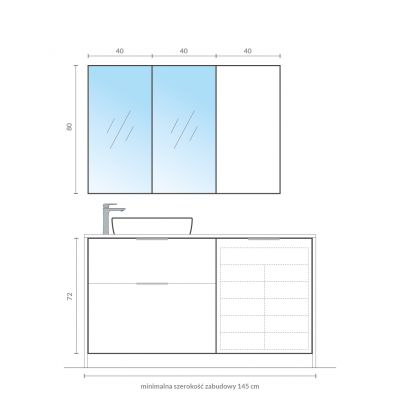 Szafka wisząca boczna 40x13.8 cm S584020DSM Cersanit City