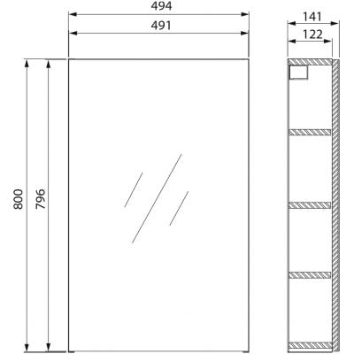 Szafka 49.4x14.1x80 cm z lustrem biała S584023DSM Cersanit City