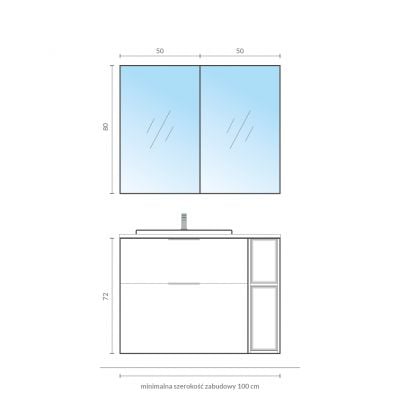 Szafka 49.4x14.1x80 cm z lustrem biała S584023DSM Cersanit City