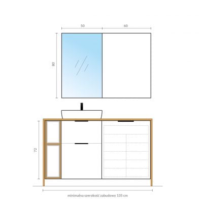 Szafka 49.4x14.1x80 cm z lustrem biała S584023DSM Cersanit City