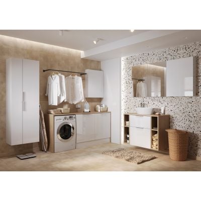 Szafka 49.4x14.1x80 cm z lustrem biała S584023DSM Cersanit City