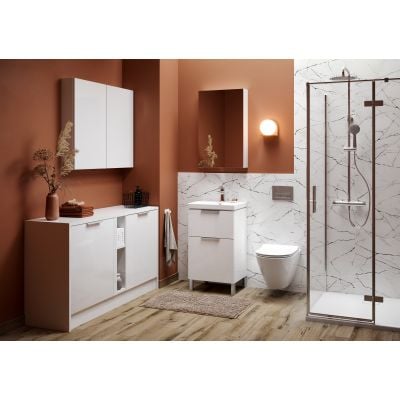 Szafka 49.4x14.1x80 cm z lustrem biała S584023DSM Cersanit City