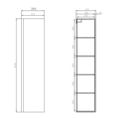 Szafka wisząca boczna 39.5x34 cm S590020DSM Cersanit Moduo