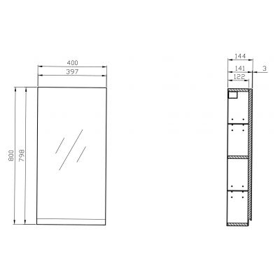 Szafka wisząca boczna 40x14.4 cm S590032DSM Cersanit Moduo