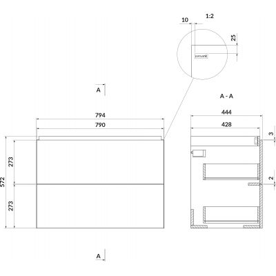 Szafka 79.4x44.4x57.2 cm podumywalkowa wisząca biała S932073 Cersanit Larga