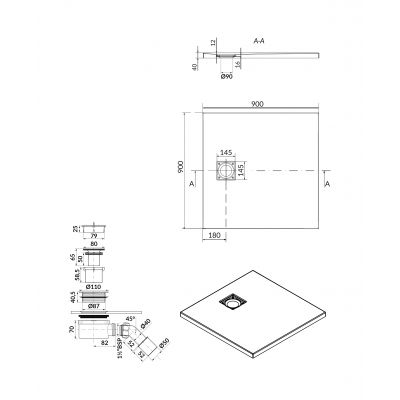 Brodzik kwadratowy 90 S601122 Cersanit Tako
