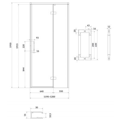 Drzwi prysznicowe 120 cm uchylne chrom połysk/szkło przezroczyste S932118 Cersanit Larga