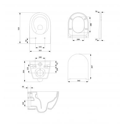 Miska WC z deską wolnoopadającą wisząca bez kołnierza ze spłukiwaniem wirowym biały połysk S701719 Cersanit Zen