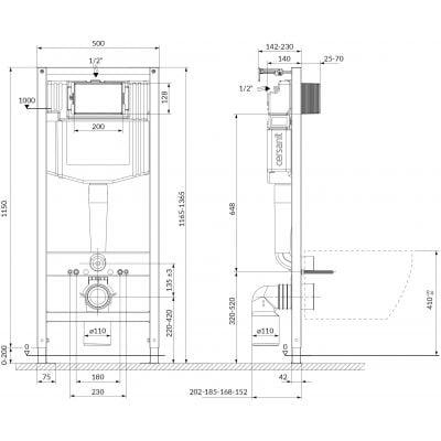 Zestaw WC stelaż z miską i deską S701809 Cersanit Crea