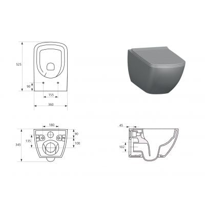 Miska WC z deską wolnoopadającą wisząca bez kołnierza ze spłukiwaniem wirowym biały połysk S701882 Cersanit Zen