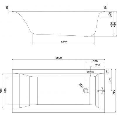 Wanna prostokątna Slim 160x75 cm biała S301305 Cersanit Larga