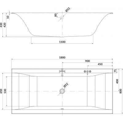Wanna prostokątna Slim 180x80 cm biała S301306 Cersanit Larga
