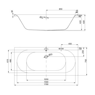 Wanna prostokątna 170x75 cm biały S301336 Cersanit City