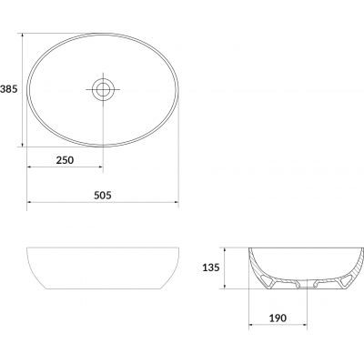 Umywalka 50.5x38.5 cm owalna nablatowa antracyt K677014 Cersanit Larga
