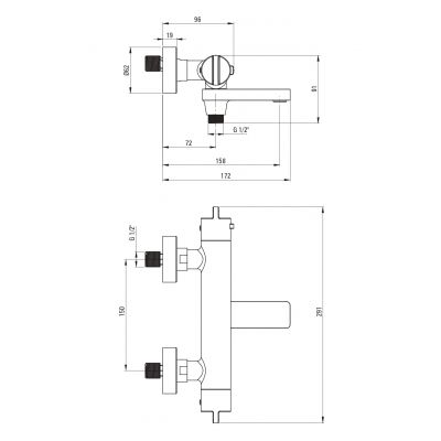 Deante BCHN1BT bateria wannowa ścienna czarny