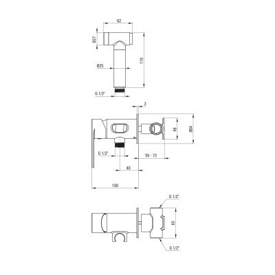 Deante Alpinia BGA034M bateria bidetowa podtynkowa chrom