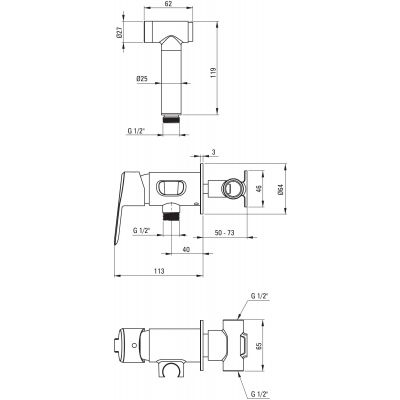Deante Arnika BQAD34M bateria bidetowa z zestawem prysznicowym podtynkowa