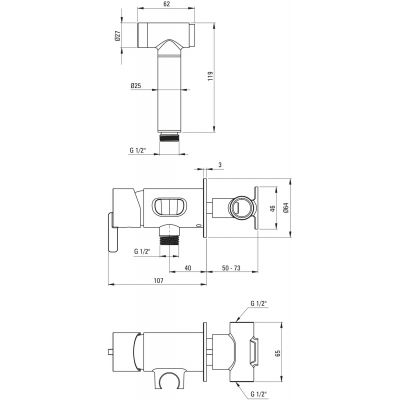 Deante Silia BQSF34M bateria bidetowa podtynkowa stal