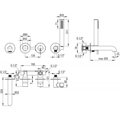 Deante Silia BQSR18P bateria wannowo-prysznicowa podtynkowa podtynkowa złoty