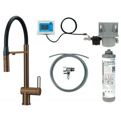 Zestaw startowy z baterią kuchenną stojąca brązowa BRMFC75M Deante Magnetic