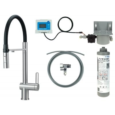 Zestaw startowy z baterią kuchenną stojąca stal BRMFF75M Deante Magnetic