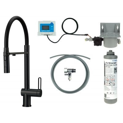 Zestaw startowy z baterią kuchenną stojąca czarna BRMFN75M Deante Magnetic