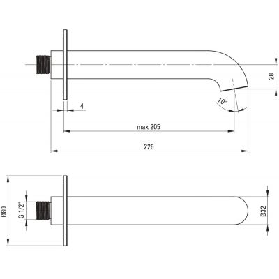 Deante Silia NQSR81K wylewka do baterii wannowa złoty