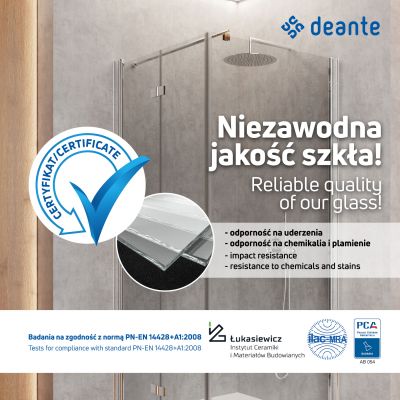 Ścianka prysznicowa walk-in 90 cm chrom połysk/szkło przezroczyste KTJ039P Deante Prizma