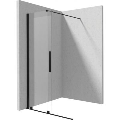 Ścianka prysznicowa walk-in 120 cm czarny mat/szkło przezroczyste KTJN32R Deante Prizma