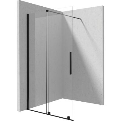 Ścianka prysznicowa walk-in 120 cm czarny mat/szkło przezroczyste KTJN32R Deante Prizma