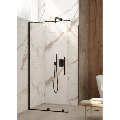 Ścianka prysznicowa walk-in 80 cm czarny mat/szkło przezroczyste KTJN38P Deante Prizma