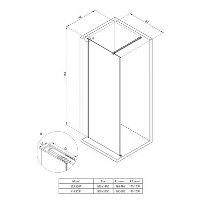 Ścianka prysznicowa walk-in 90 cm złoty szczotkowany/szkło przezroczyste KTJR39P Deante Prizma