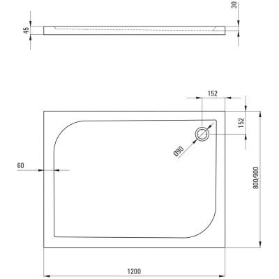 Brodzik prostokątny 120x90 cm biały KTK043B Deante Cubic