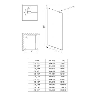 Ścianka prysznicowa walk-in 50 cm chrom połysk/szkło przezroczyste KTS085P Deante Kerria Plus