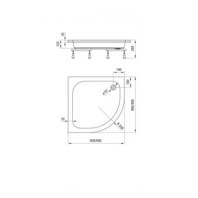 Brodzik półokrągły 90x90 cm biały KTU031B Deante Plus II