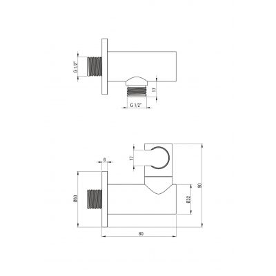 Deante Cascada NAC057K przyłącze kątowe z uchwytem