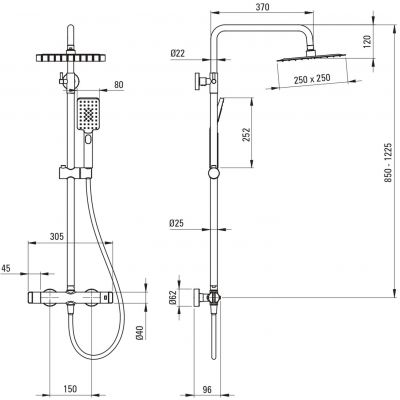 Deante NACN4HT zestaw prysznicowy ścienny czarny