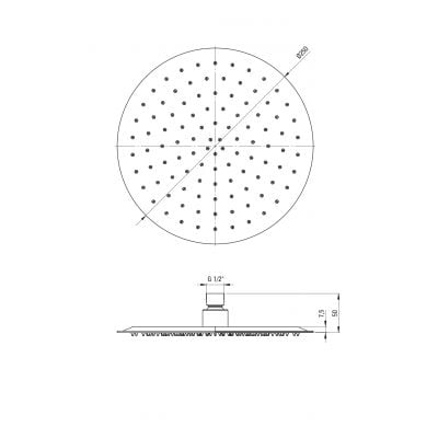 Deszczownica 25x25 cm okrągła NACR10K Deante Cascada