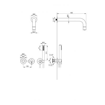 Zestaw prysznicowy podtynkowy z deszczownicą czarny NQSN0XK Deante Silia