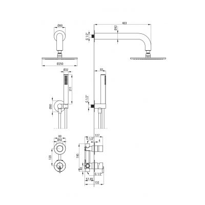 Zestaw prysznicowy podtynkowy z deszczownicą złoty NQSR9YK Deante Silia