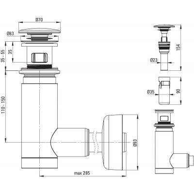 Deante Click-Clack NHC010C korek umywalkowy z syfonem biały