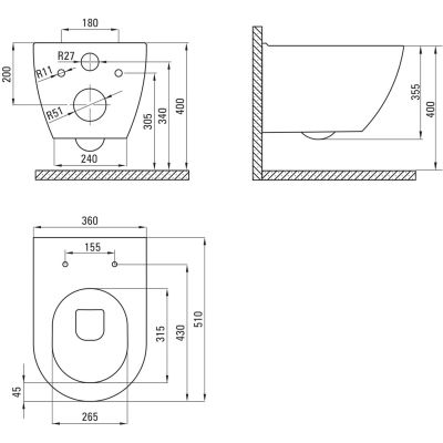 Zestaw miska z deską i stelaż z przyciskiem CDEZ6ZPW Deante Peonia