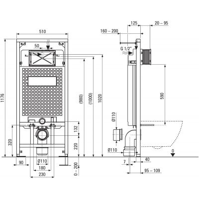 Zestaw stelaż z miską, deską i przyciskiem CDZA6ZPW Deante Anemon