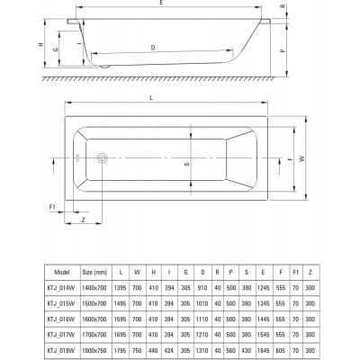 Wanna prostokątna 179.5x75 cm biała KTJ018W Deante Prizma