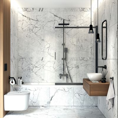 Deante Prizma parawan nawannowy 98,1 cm czarny mat/szkło przezroczyste KTJN73R