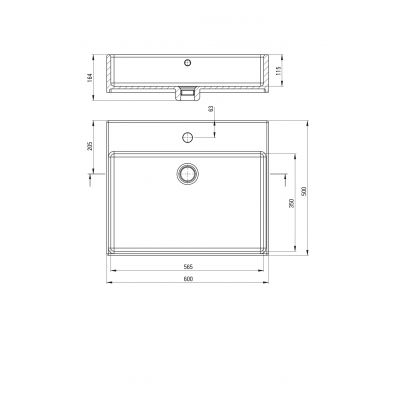 Umywalka 60x50 cm prostokątna nablatowa biała CDT6U6S Deante Temisto