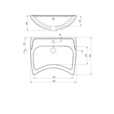 Umywalka 60.5x49.5 cm prostokątna ścienna dla niepełnosprawnych biała CDV6U6W Deante Vital