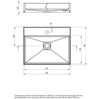 Umywalka 50x40 cm prostokątna nablatowa czarna CQRNU5S Deante Correo