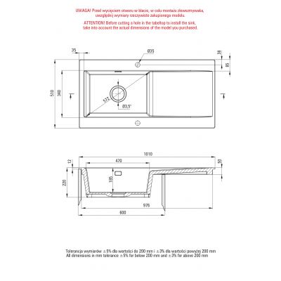 Zlewozmywak ceramiczny ZCBC113 Deante Sabor