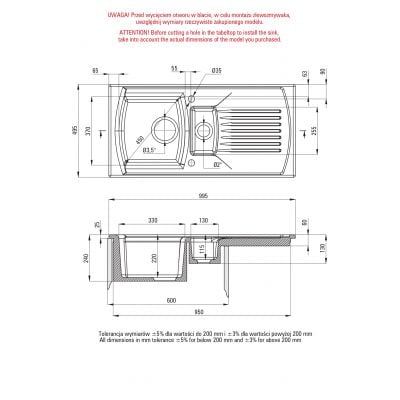 Zlewozmywak ceramiczny 100x50 cm biały ZCL651N Deante Lusitano